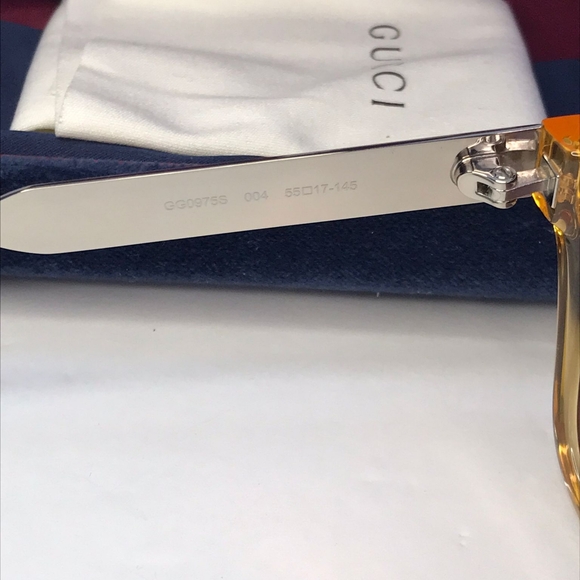 💯 - New  Authentic Gucci Orange Mirror Rectangular Men's Sunglasses GG0975S … - Picture 14 of 17